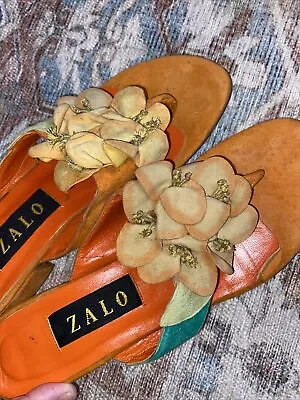 $21.40 • Buy Zalo Women's Slides Sandals Shoes Colorful Rainbow Party Fun Vintage Made Spain