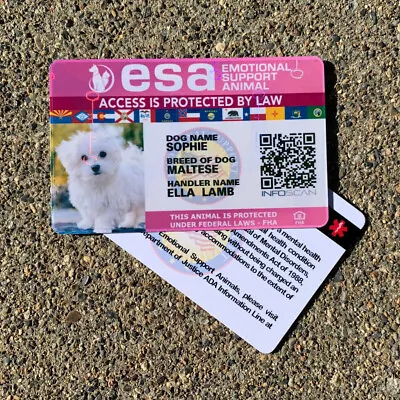 $15.99 • Buy Emotional Support Animal (esa) Id Badge Service Dog Id Card - Pink Holographic
