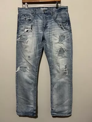 🔥 BKE Buckle JAKE Jeans 36R Mens 36x32 Straight Leg STRETCH Pants *Patchwork* • $29.95