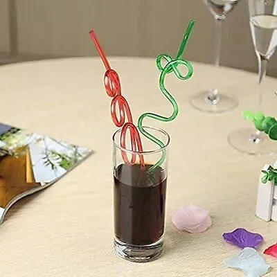 Silly Straw Party Neon Kids Straws Fun Curly Bendy Cocktail Glasses Crazy • £10.99