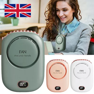 Mini Handheld Fan Portable Folding Desk Cooler USB Rechargeable Neck Hanging UK • £7.70