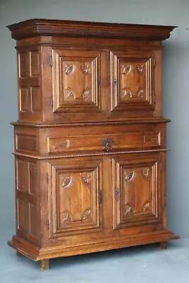 $7550 • Buy Antique Baroque Era 2 Height Cupboard 4 Doors Central Drawer Original Circa 1640