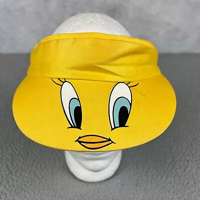 VINTAGE 1998 Looney Tunes Tweety Bird Visor Hat Adult Mens Yellow Tennis Cap • $29.99