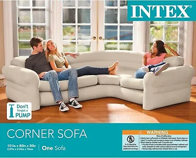 Intex Inflatable Corner Living Room Air Mattress Sectional Sofa. Beige. 68575EP • £101.20