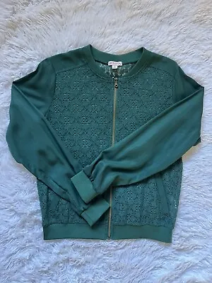 Women’s Bomber Lace Jacket Shirt By Merona Full Zip Size Medium • $14
