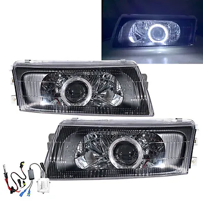 Fits Mitsubishi Mirage 98-01 Sedan Guide LED Angel-Eye HID V2 Headlight BK LHD • $456.91