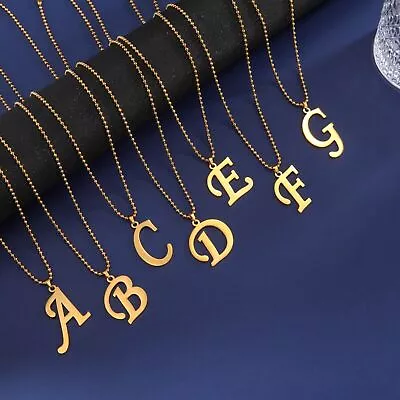 Initial Fancy Letter Necklace Minimalist Ball Chain Necklace For Women Men Gift • $9.47