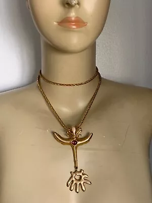 Very Interesting Vintage CHRISTIAN LACROIX Necklace - Pink Glass Cabochon • $601.30
