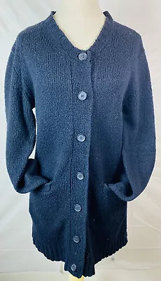 Vera Wang Princess Long Knit Button Down Cardigan Medium  Black  Sweater • $13.74