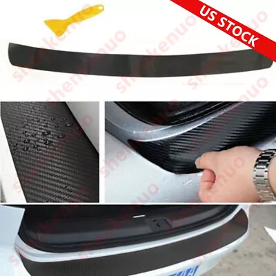 Universal 4D Carbon Fiber Car Rear Bumper Trunk Tail Lip Protect Decal Sticker C • $7.59