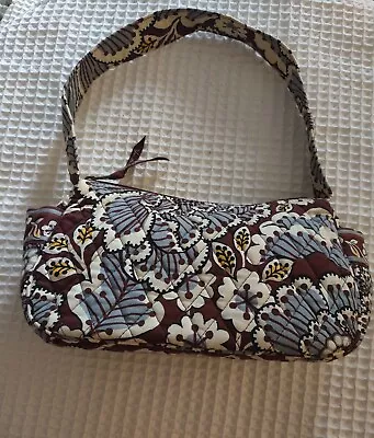 Vera Bradley Handbag Slate Blooms Small Shoulder Bag Cotton Quilted Floral Blue • $10.99