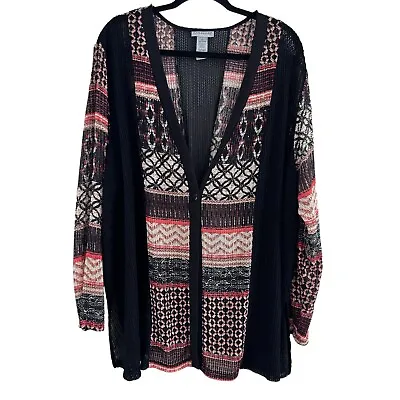 Catherines Open Knit One Button Cardigan Long Sleeve Tribal Southwest Size 2X • $19.96