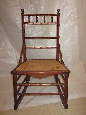 Faux Bamboo Rocking Chair ~ Sewing Rocker Early 1900s ~ R J Horner Style ~ RARE • $999.95