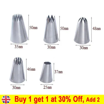 5X Large Size Icing Piping Nozzles Tips Pastry Cake Sugarcraft Decorating Set CO • £5.02