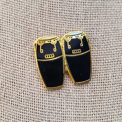 Conga Drums Gold Tone Enamel Lapel Pin Back Tie Tack Vintage Albert Elovitz Vtg • $13.45