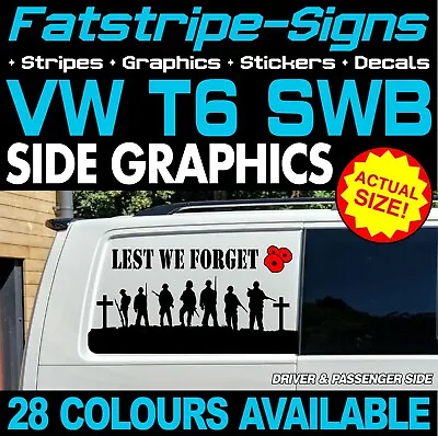 To Fit VW T6 SWB LEST WE FORGET ARMY UK GB STICKERS GRAPHICS DECALS CAMPER VAN • £38.49