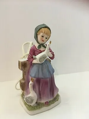 Vintage I.W. Rice Girl With Ducks - Night Light / Light Up Figurine • $14.94