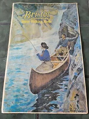 Vintage BRISTOL  FISHING RODS TACKLE Sign Poster GOODWIN • $59.99