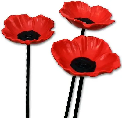 Set Of 3 Poppy Flower Garden Bird Feeders Dish Nut Seed Water Bath • £10.09