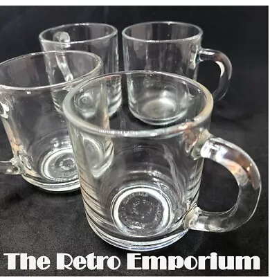 Clear Glass Coffee Mugs Royalex Indonesia Set Of 4 RETRO MUGS • $5