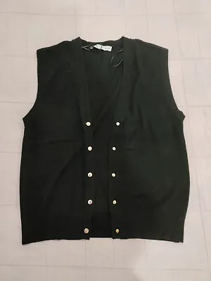 Zara Women's Black Silk Button Vest Size Large • $22