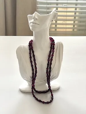 Vintage Victorian Garnet Purple Beaded Ball Double Strand Necklace  • $14