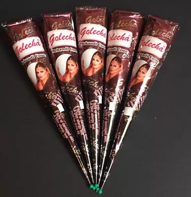 5 X Golecha Natural Brown Henna Cones Temporary Tattoo Mehandi Ink • $14.99