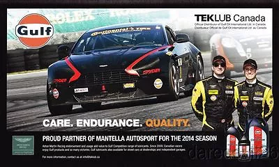 2014 Mantella Autosport Gulf Aston Martin V8 Vantage GT4 GS IMSA CTSC Postcard • $4.99