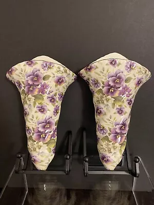 Formalities For Baum Brothers Purple Pansy Wall Pocket Vase Set Of Two Ceramic • $14