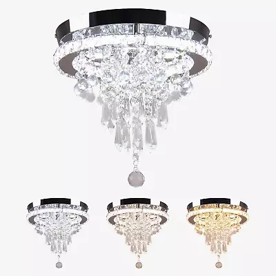 11.8  Crystal Chandelier Modern Crystal Ceiling Light Small LED Flush Mount Ligh • $65.99