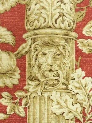 Red Columns Lions Design P. Kaufmann Vintage Drapery Upholstery Fabric Per Yard • $24.95