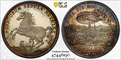 PCGS Stuttgart 1700  1989  SP66 Silver City View Thaler Official Restrike Color! • $299