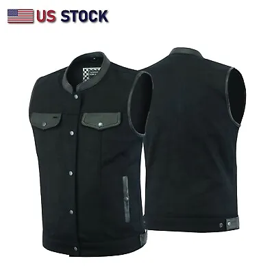 $35 • Buy Biker Denim Club Style Anarchy Vest With Conceal Carry Gun Pocket SKU HL21689