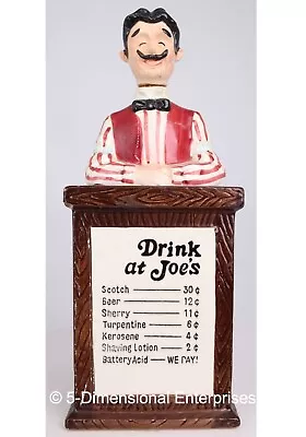 Vintage Ceramic Music Box DRINK AT JOES Liquor Decanter WORKING • $39.99