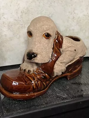 Vintage Royal Haeger Basset Hound Dog In Shoe Planter Sweet Fathers Day Idea • $39.99