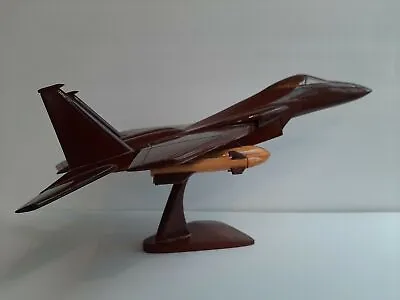 Large 18  F15 Eagle Fighter Jet Mahogany Wood Desktop Airplane Model Shelf I3 • $119.88