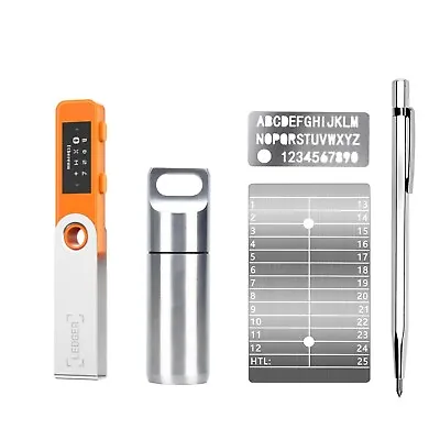 🌖Ledger Nano S Plus Crypto Hardware Wallet Orange Color&Steel Case&Seed Storage • $188