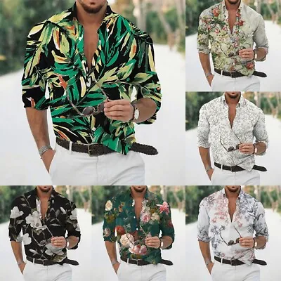 £16.94 • Buy Fashionable Men Shirt Tops Classic Collared Floral High Quality Breathable