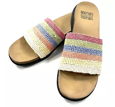 Mootsies Tootsies Slide Sandals Bright Multi-Colored - Women's Size 8 (M) • $12.75