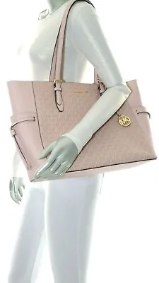 Michael Kors Gilly Jet Set Travel Large Drawstring Leather Tote Pink Ballet $428 • $148