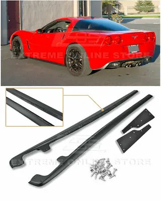 EOS ZR1 Style Side SKirts Rocker Panels Mud Flaps For Corvette Base 05-13 C6 • $149.99