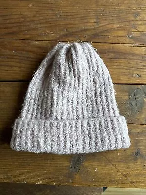 ZARA Pink Ladies Ribbed Turn Up Fisherman Beanie Cute Comfortable Warm Hat • £9.99