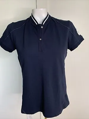 MASERATI Womens Sz S Navy Blue Short Sleeve Polo Style Top Cotton  • $18.19