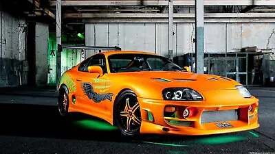 Orange Supra - Fast And Furious Iconic Toyota Car Canvas Picture 20x30 Inch UK • £21