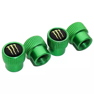 4pcs Universal Fit Monster Car Wheels Tire Air Valve Caps Stem Dust Cover Green • $7.99