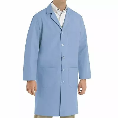 New Men's Five Button Front Lab Coat Light Blue Size 36-54 • $18.99