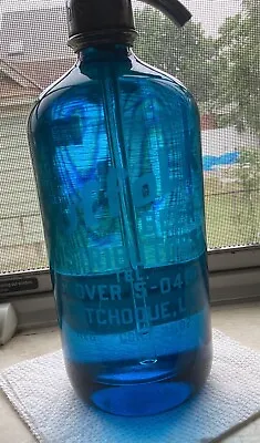 Vtg Blue Seltzer Bottle SUFFOLK L. I. NY MADE IN CZECHOSLOVAKIA • $125.99