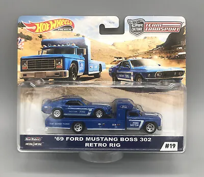 Hot Wheels Team Transport 69 Ford Mustang Boss 302 With Retro Rig #19 • $27.97