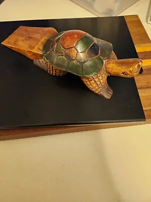 Vintage Woodcarving Turtle Doorstop • $16.79