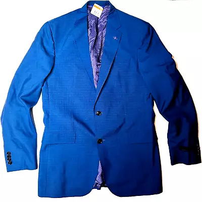 Ted Baker Jay Wool Royal Blue 2 Button Dual Vent Suit Jacket 40L NEW • $19.50